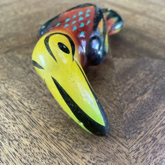Vtg Hand Painted Folk Art Ceramic Bird Toucan 5” Colorful Mexican READ No Hanger - Picture 6 of 11